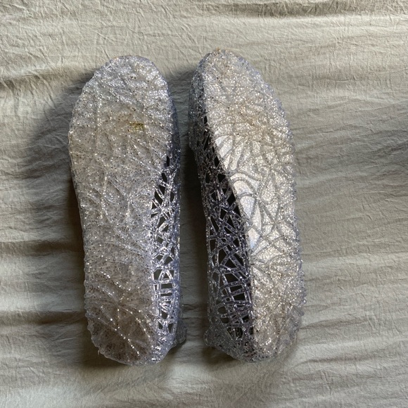 Sparkly Clear Glitter Jelly Flats with Rounded Toe - Picture 3 of 3